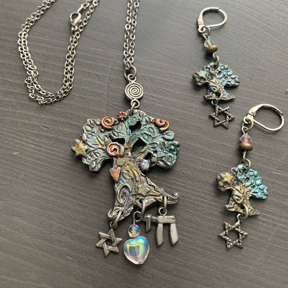 Unique Judaism “Tree of Life” necklace and earrings set